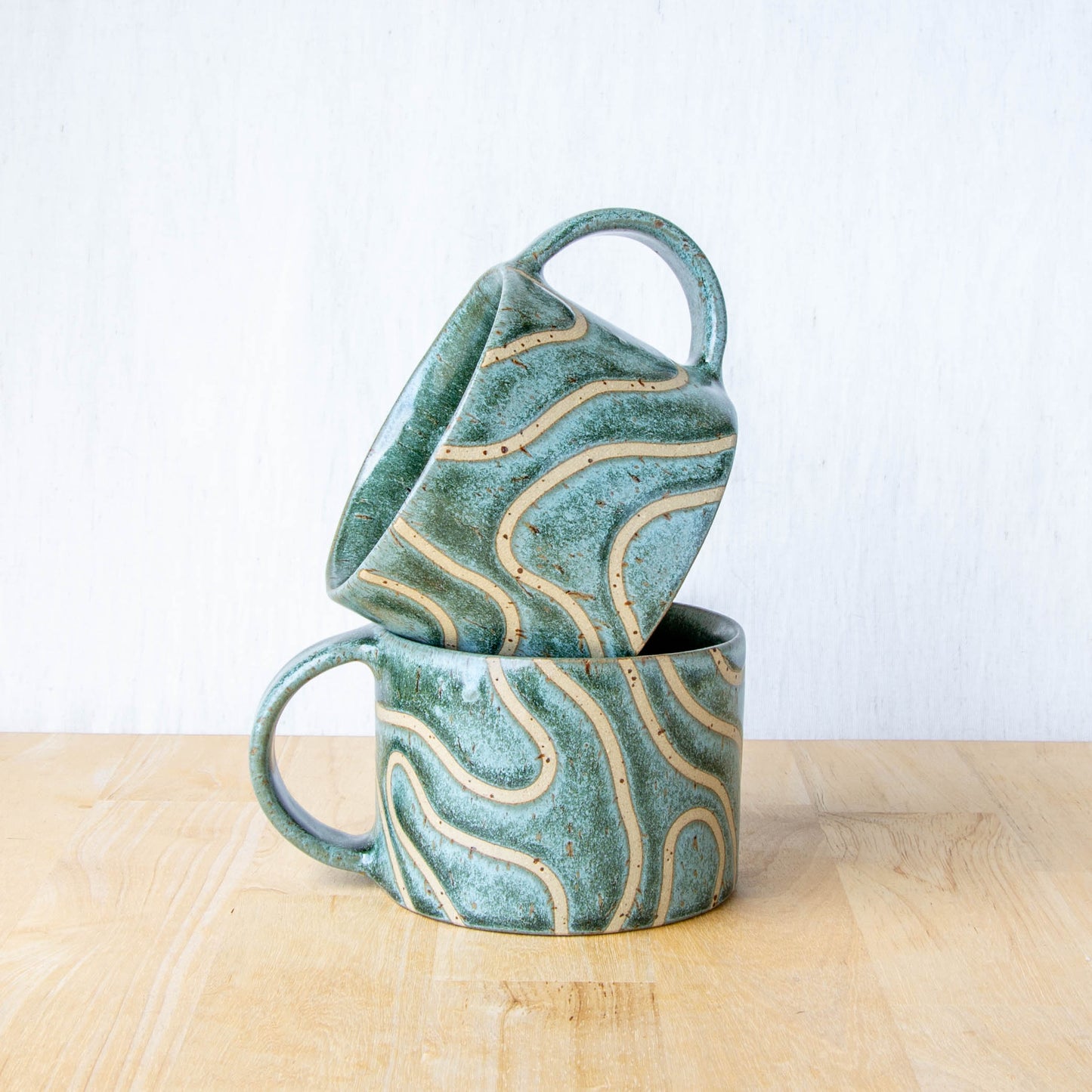 Abstract Topographic Mug Green Stone