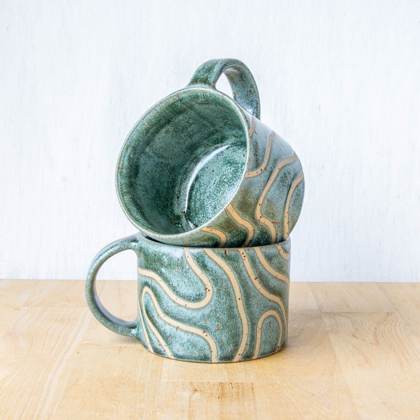 Abstract Topographic Mug Green Stone