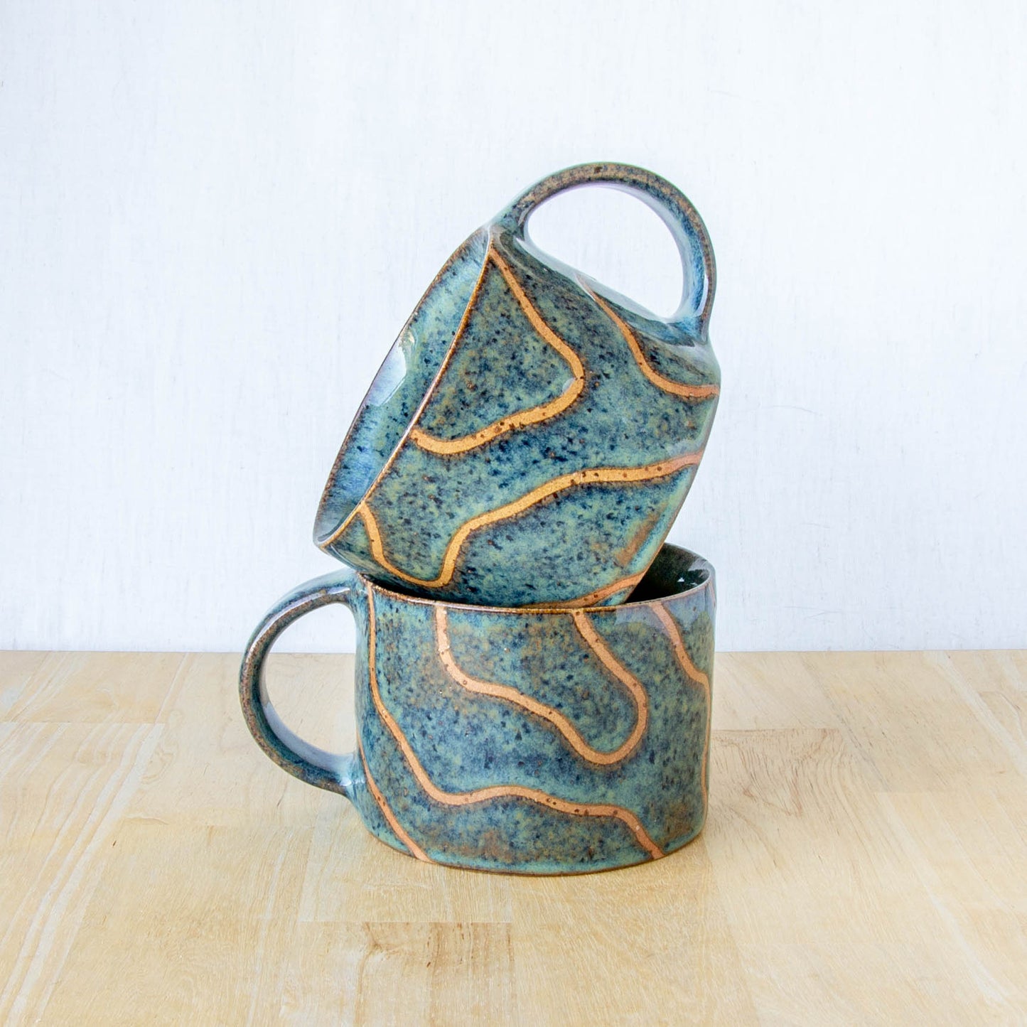 Abstract Topographic Mug Stormy Blue