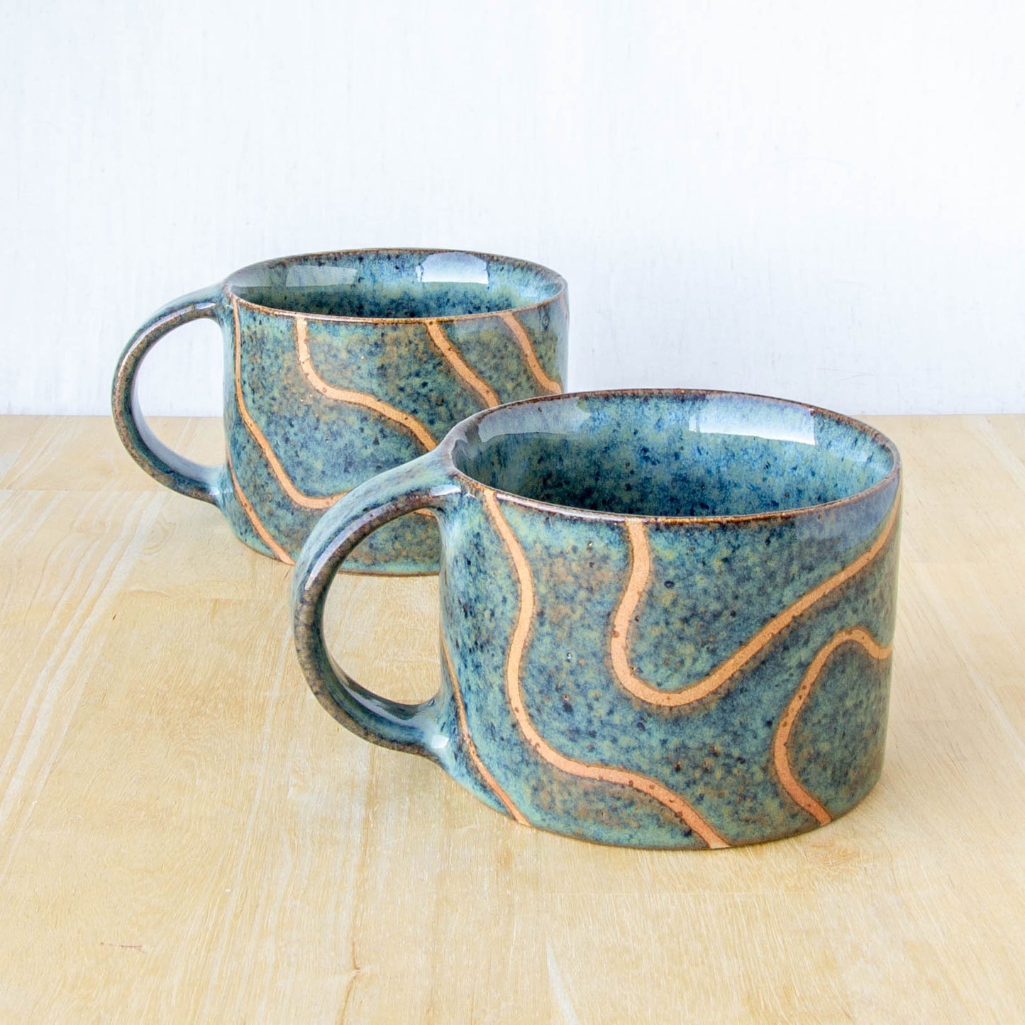 Abstract Topographic Mug Stormy Blue