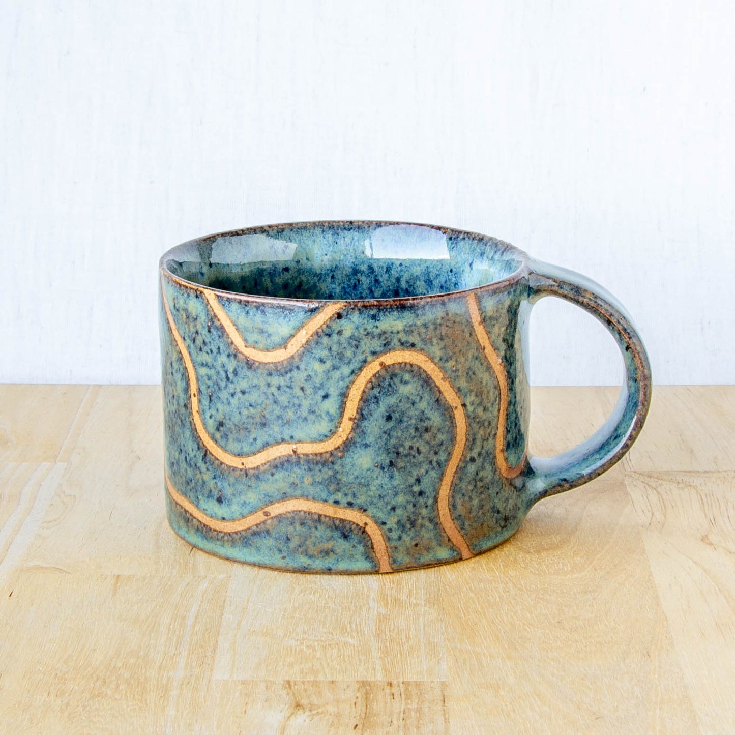 Abstract Topographic Mug Stormy Blue