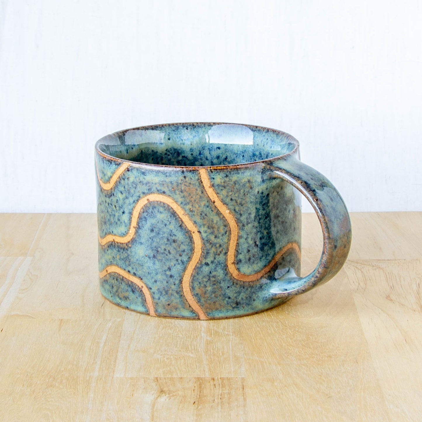 Abstract Topographic Mug Stormy Blue