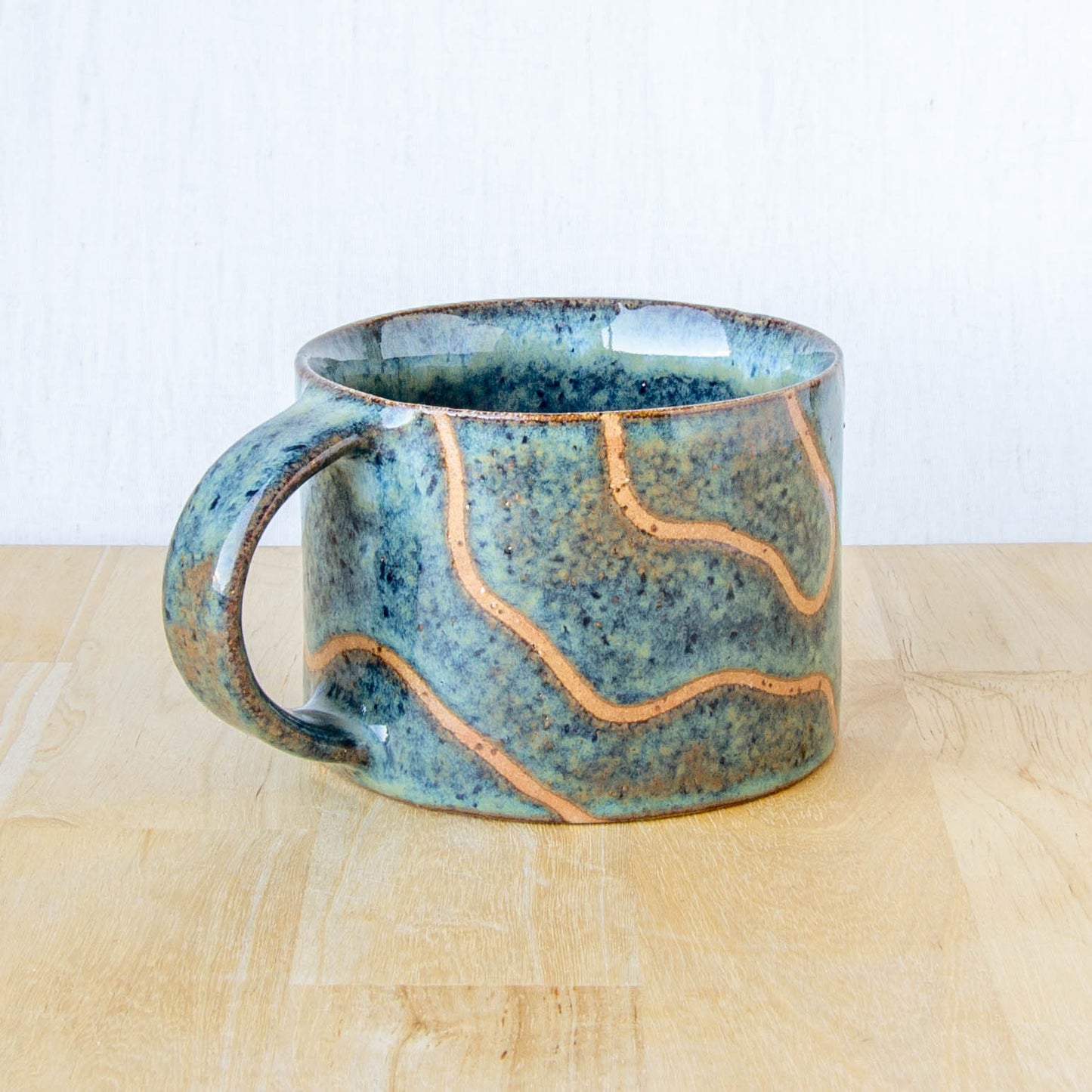 Abstract Topographic Mug Stormy Blue