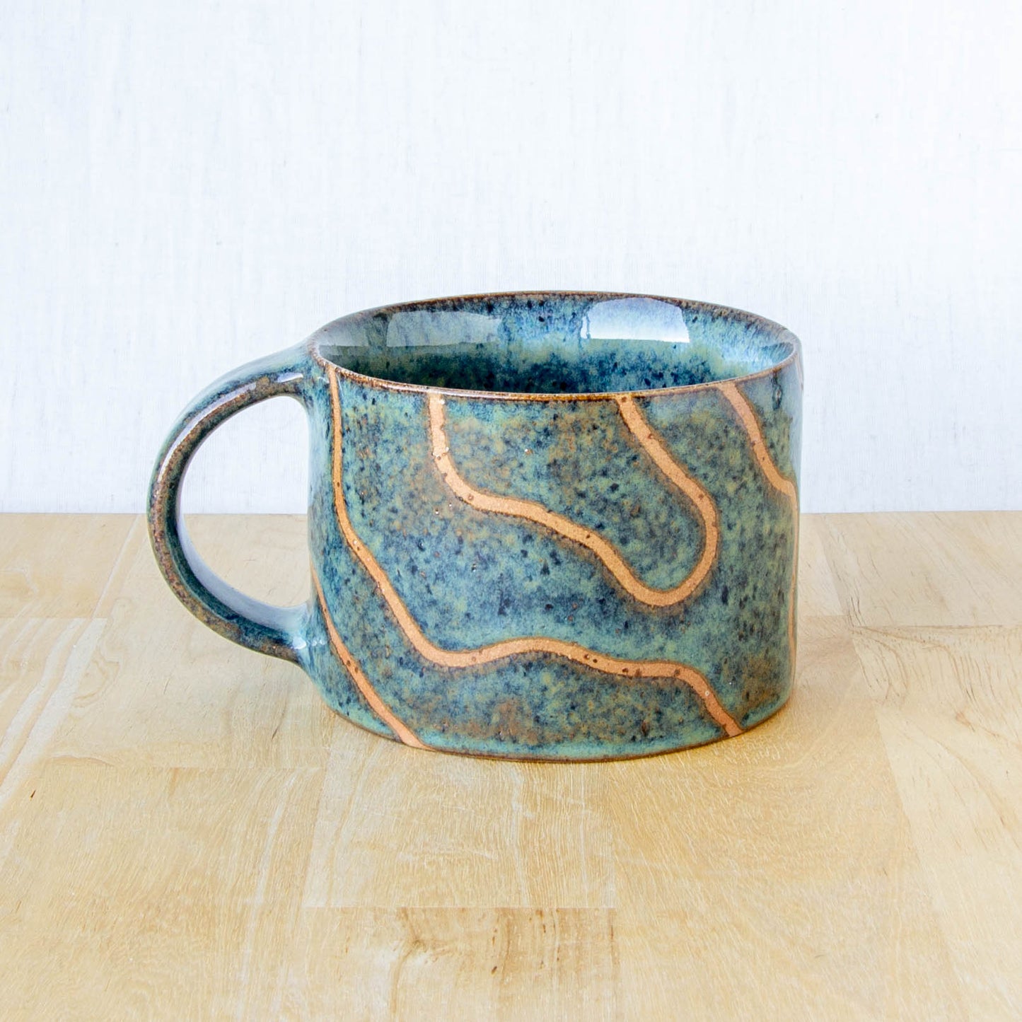 Abstract Topographic Mug Stormy Blue