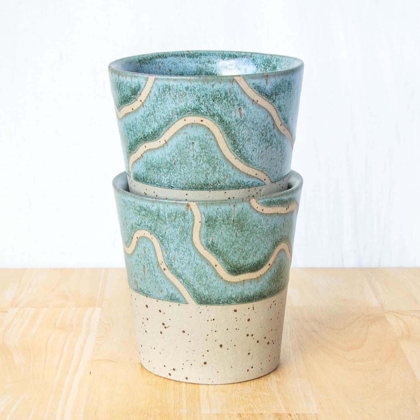 Abstract Topographic Tumbler Green Stone