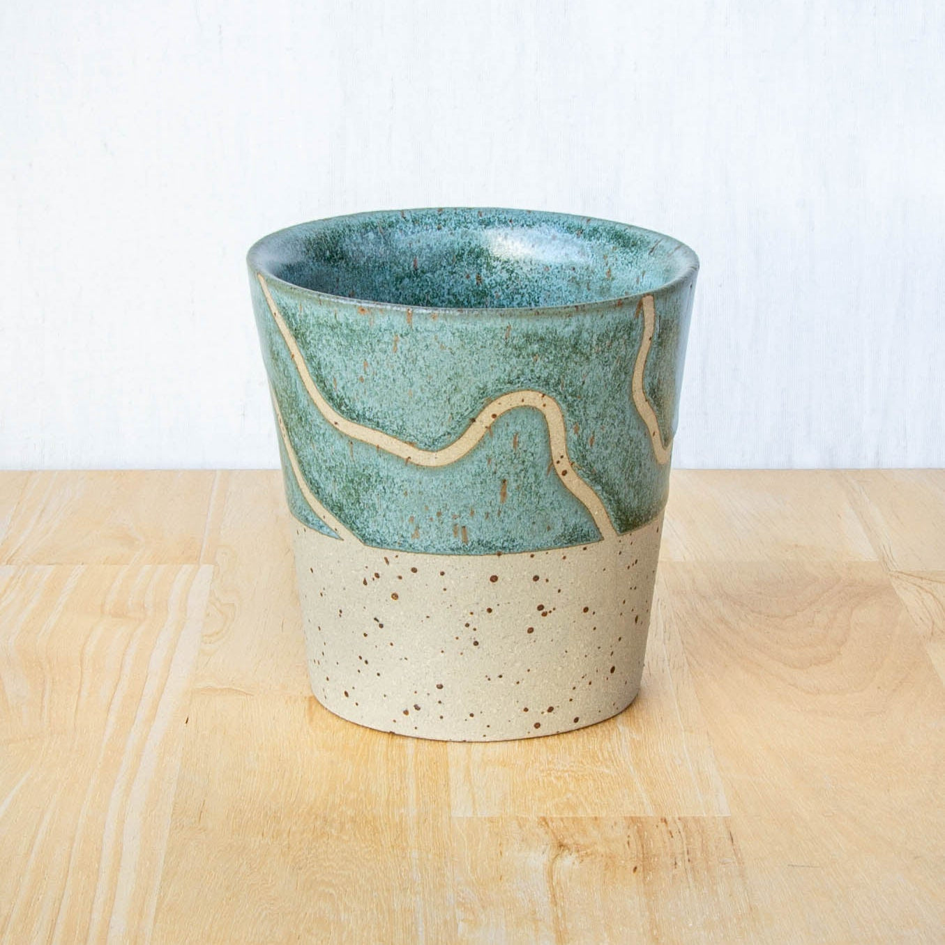 Abstract Topographic Tumbler Green Stone
