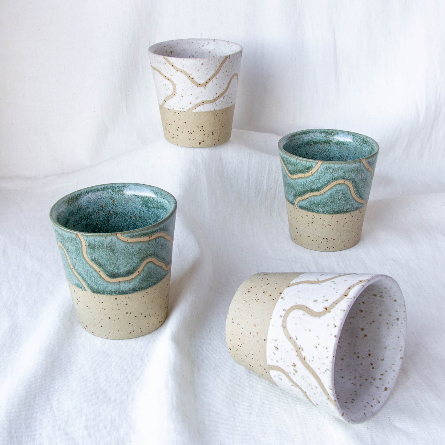 Abstract Topographic Tumbler Green Stone
