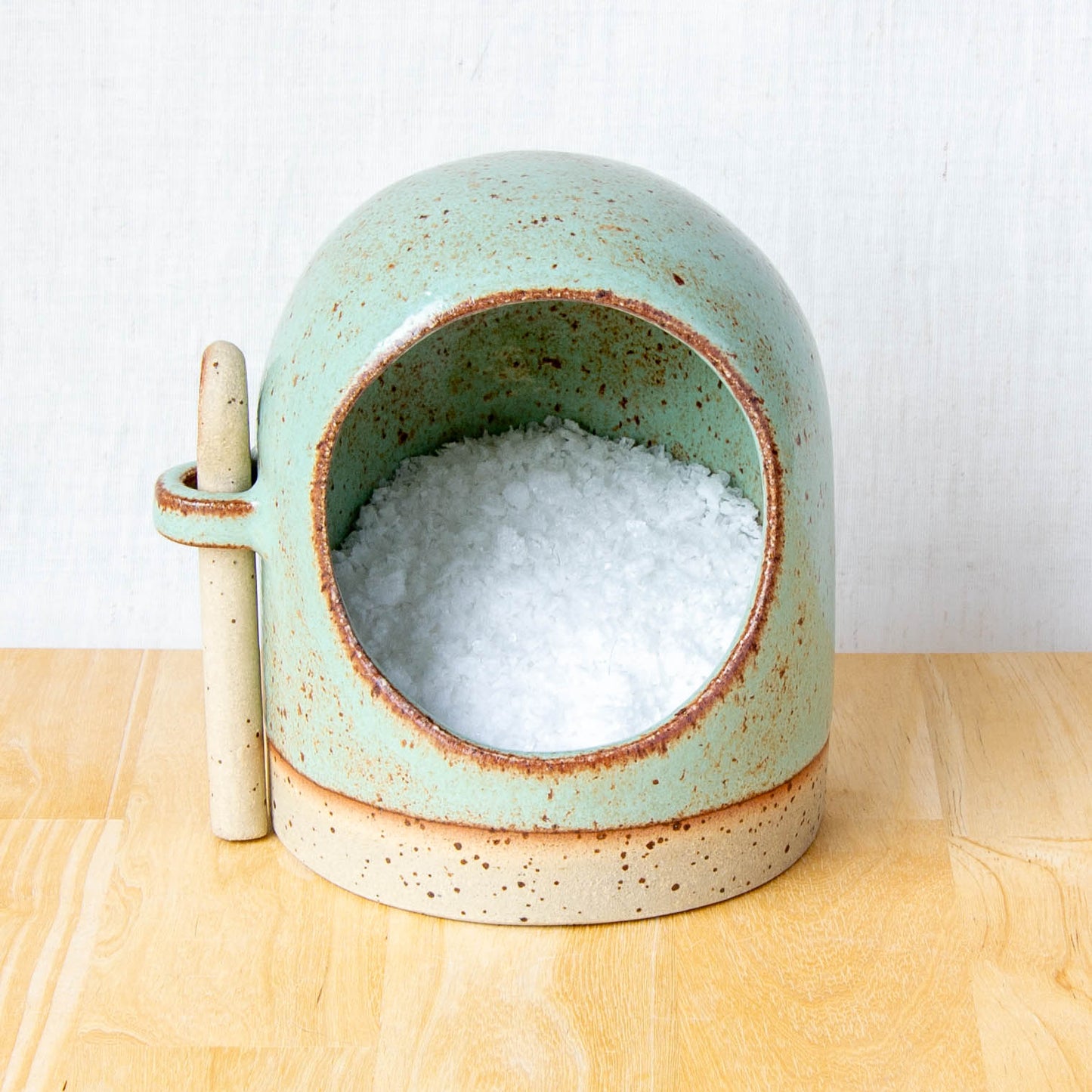 Salt Pig With Spoon Lichen