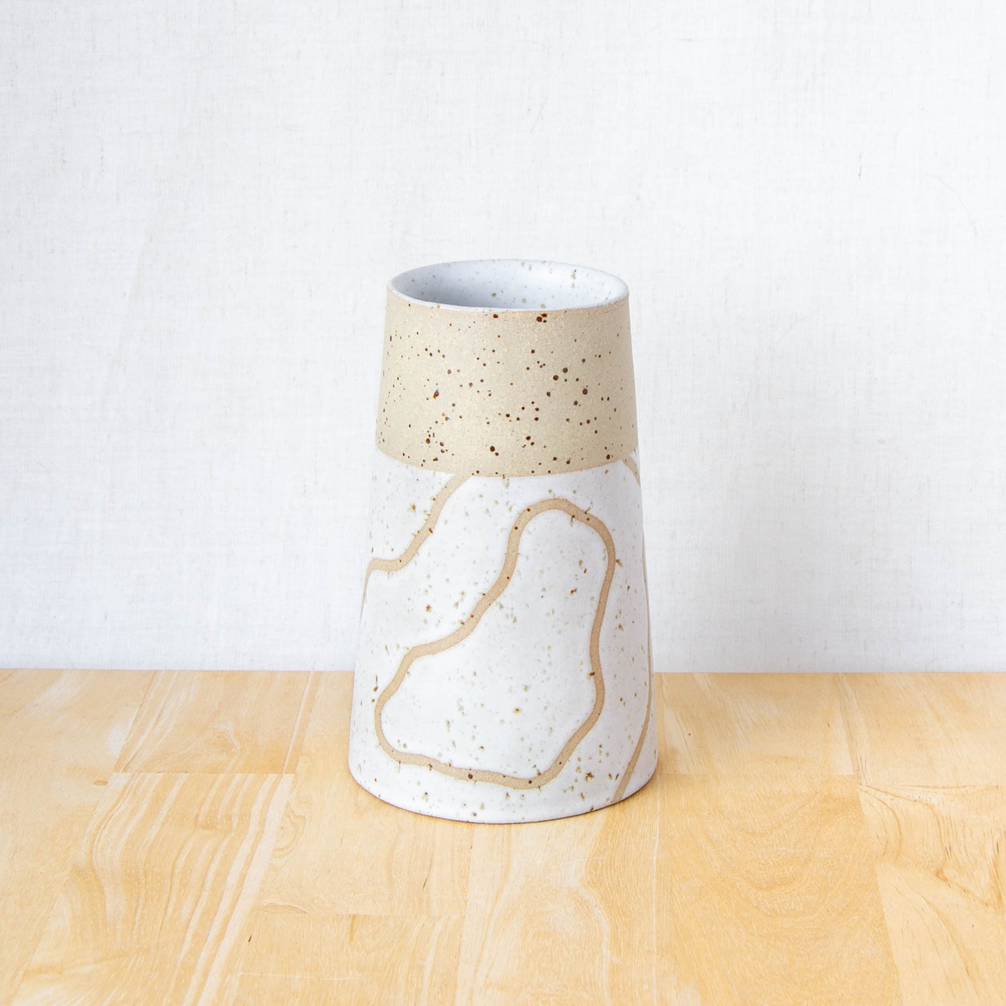 Handmade ceramic vase by land and line ceramics New Zealand made pottery topographic map inspired art