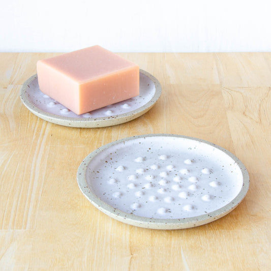 Ceramic soap dish handmade in New Zealand by Land and Line Ceramics. Modern rustic design with a wabi sabi, japandi style