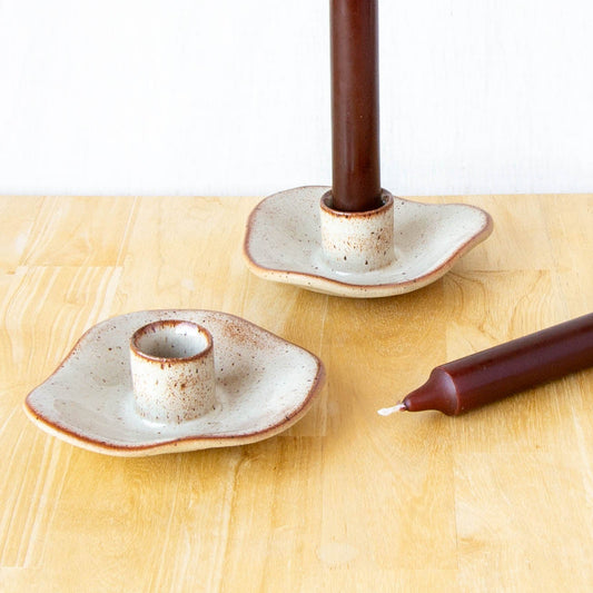 Organic Shaped Candle Holder Pair Light Tussock