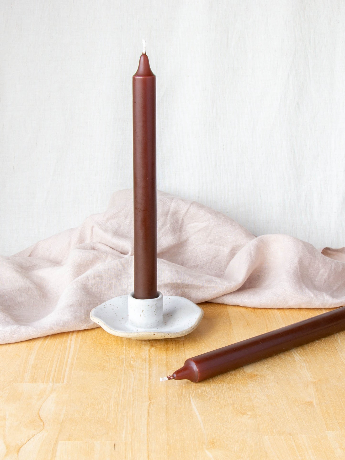 Organic Shaped Candle Holder Pair Snow