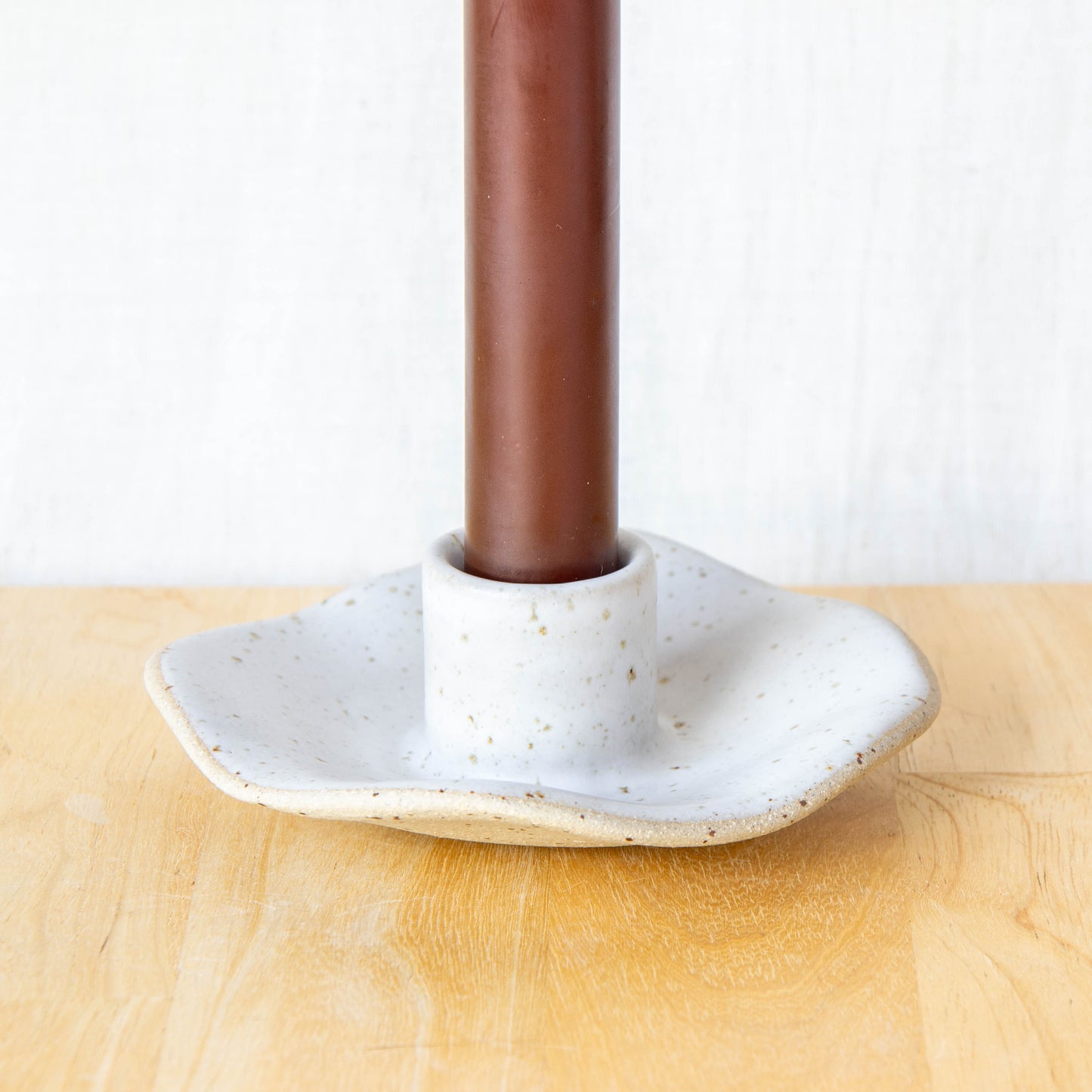 Organic Shaped Candle Holder Pair Snow