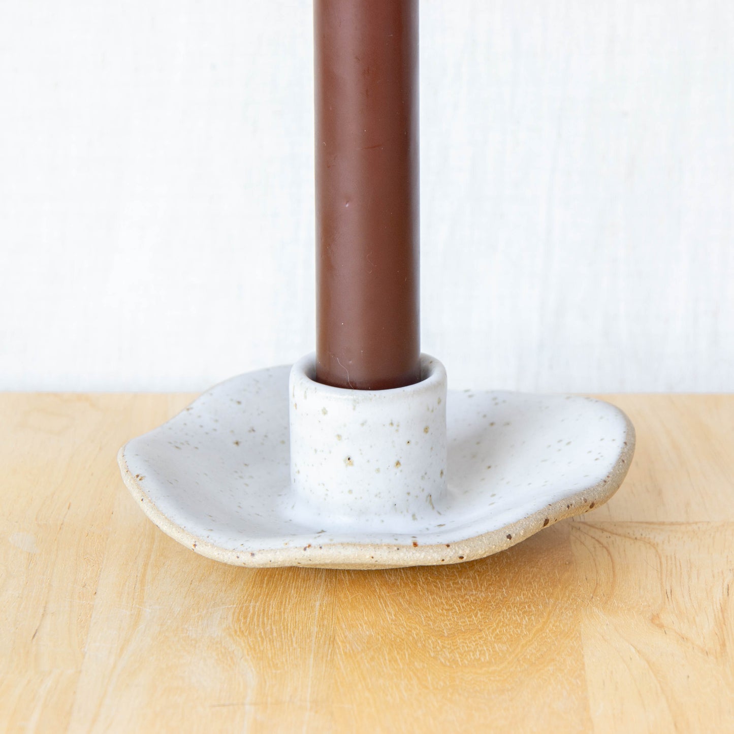 Organic Shaped Candle Holder Pair Snow