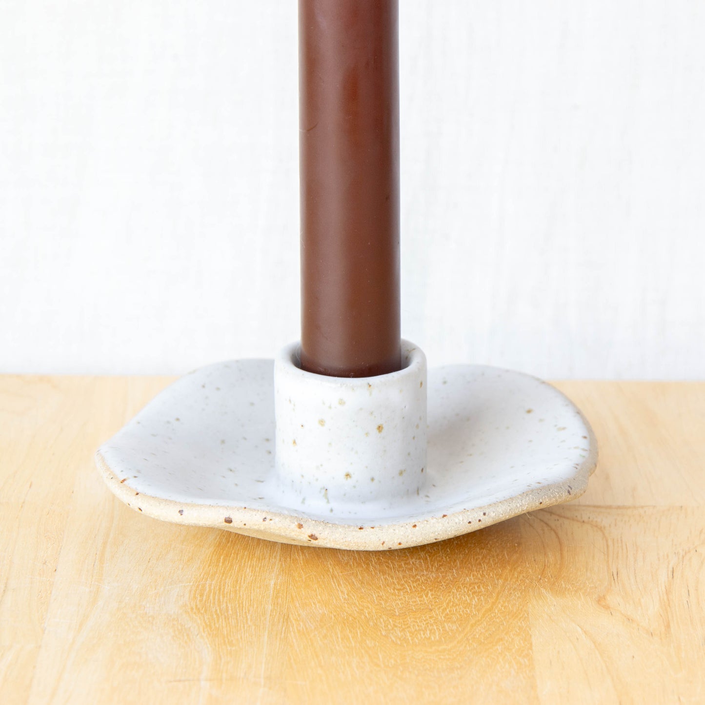 Organic Shaped Candle Holder Pair Snow