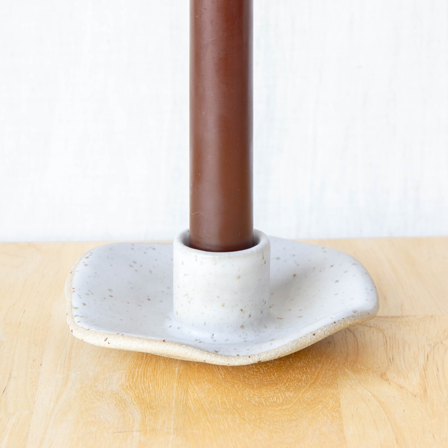 Organic Shaped Candle Holder Pair Snow