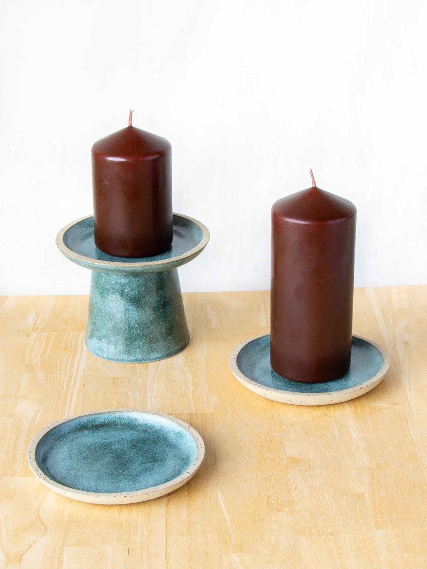 Pillar Candle Stand Green Stone