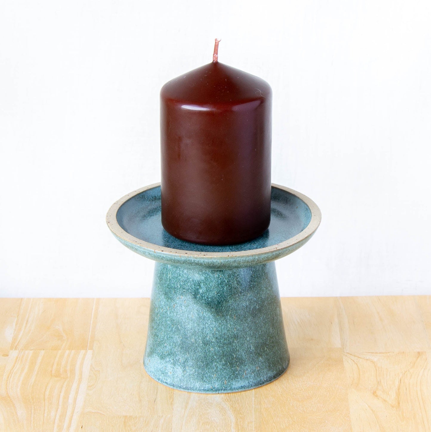 Pillar Candle Stand Green Stone