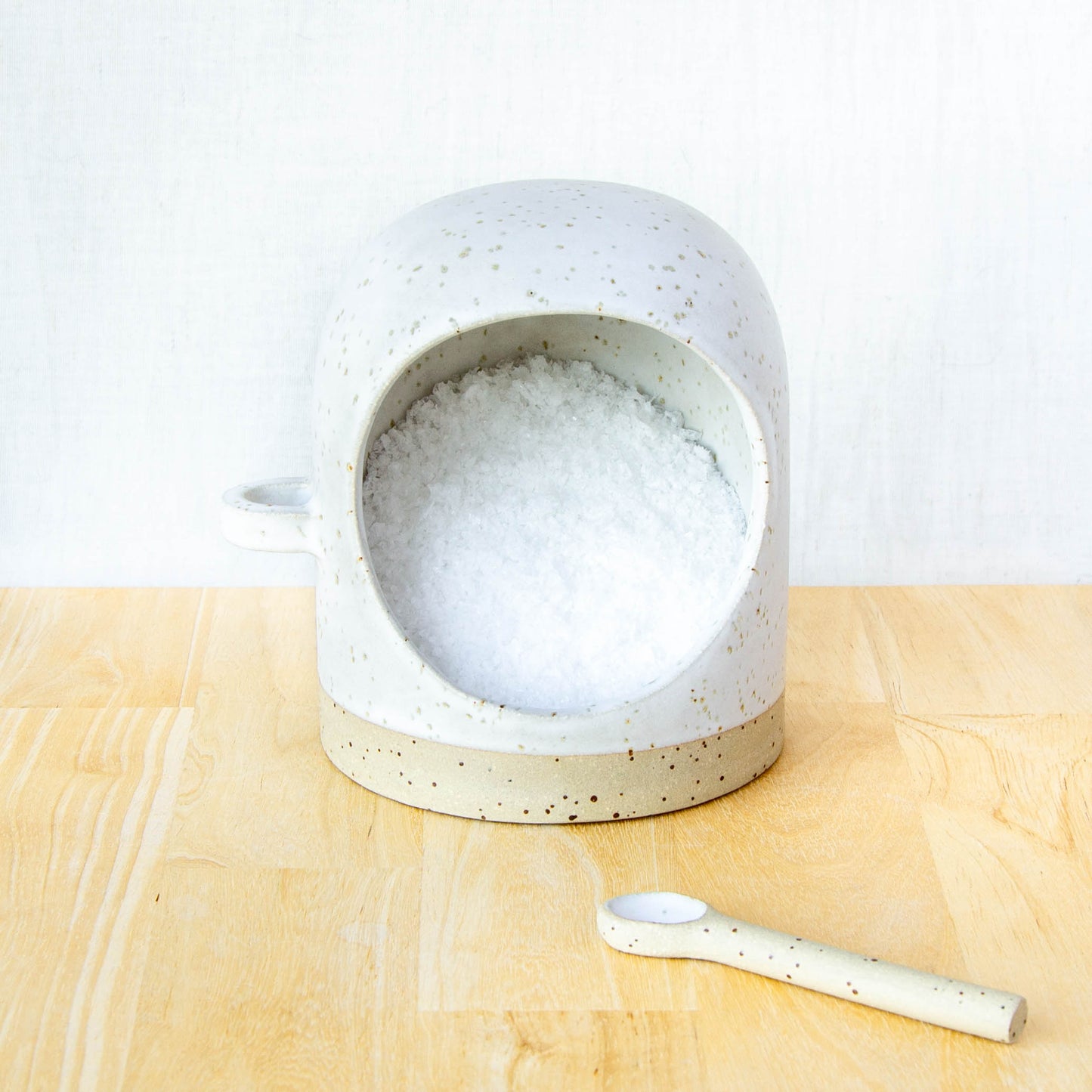 Salt Pig With Spoon Snow