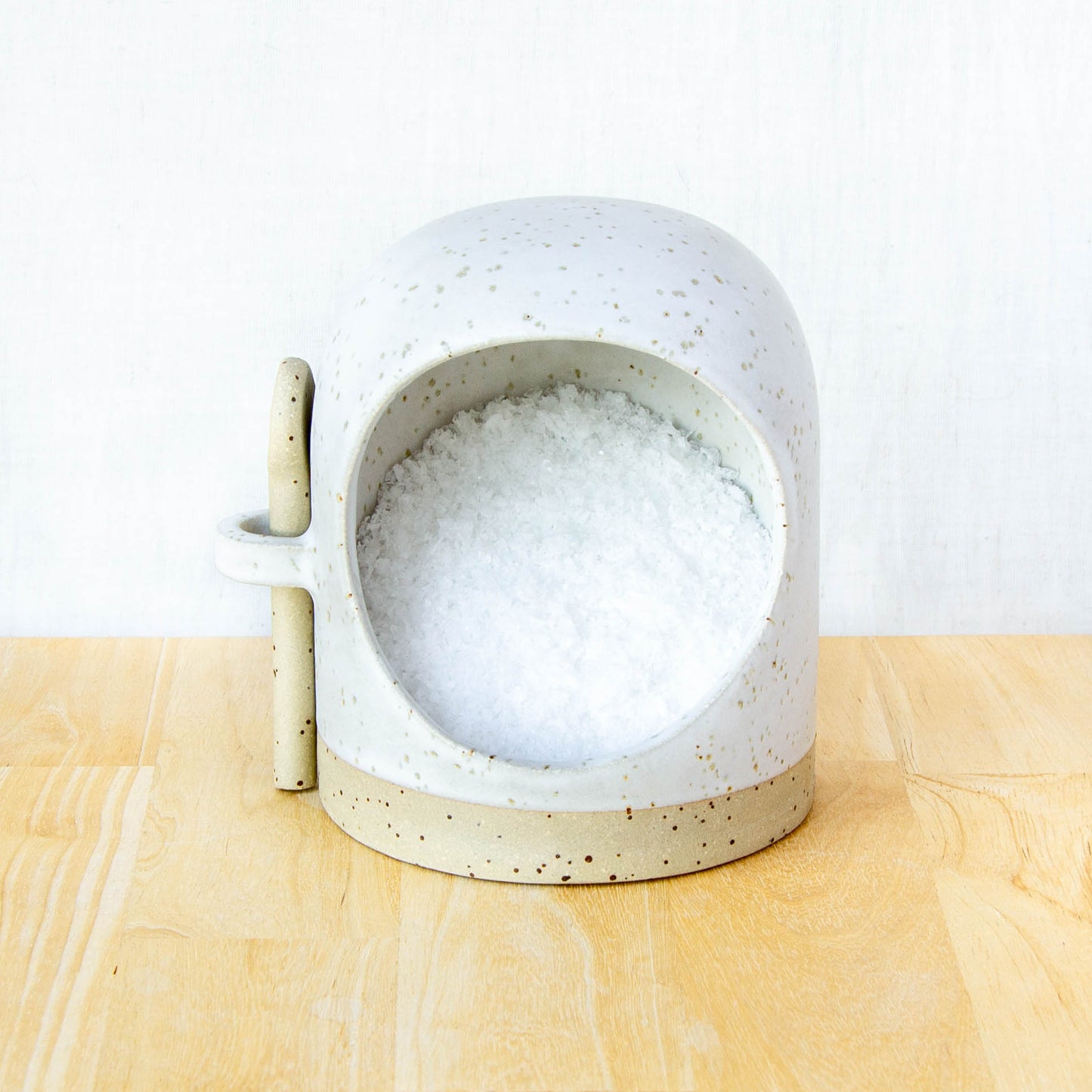 Salt Pig With Spoon Snow