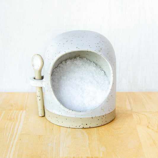 Salt Pig With Spoon Snow