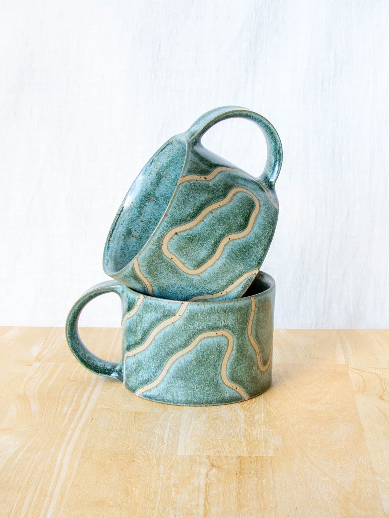 Abstract Topographic Mug Green Stone