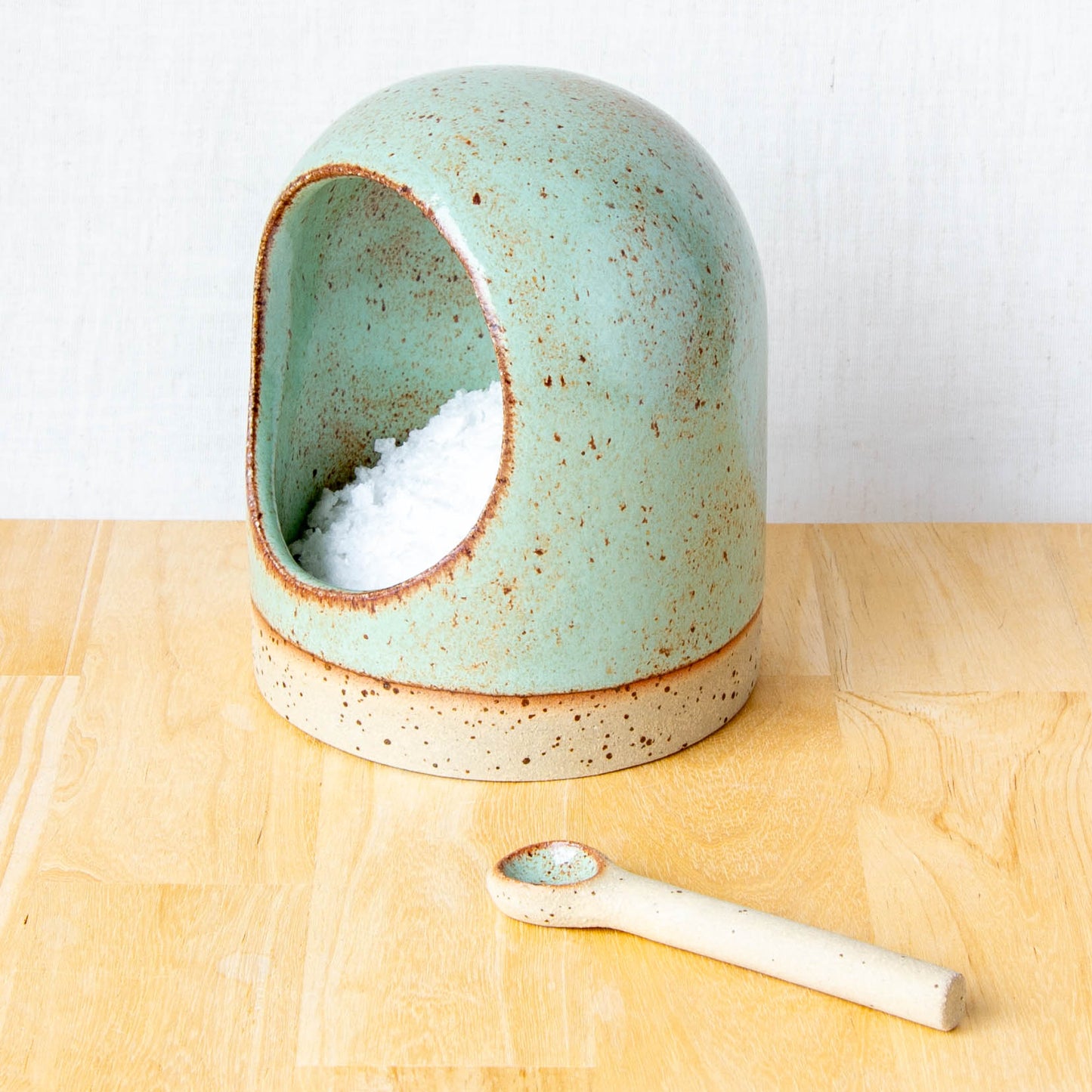 Salt Pig With Spoon Lichen