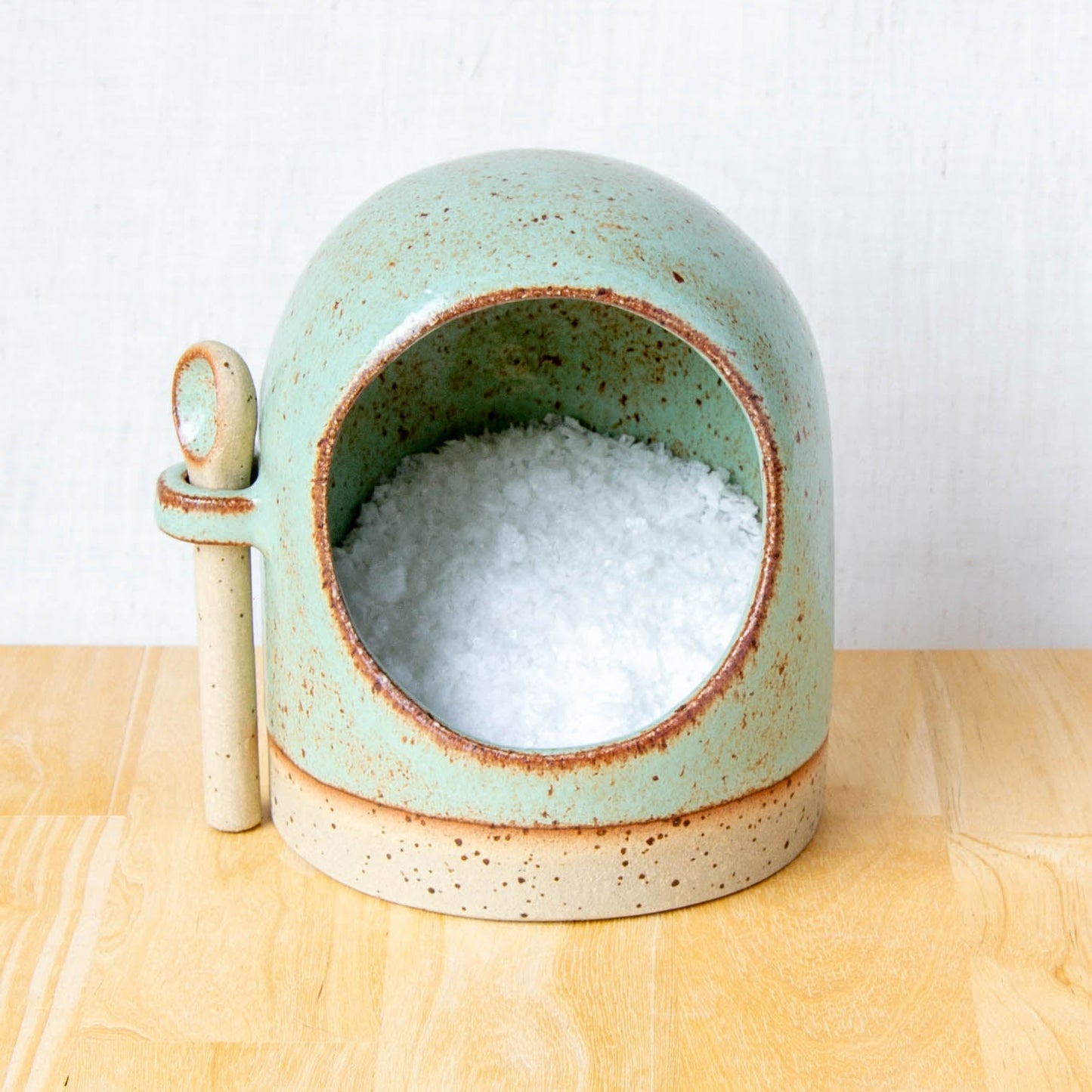 Salt Pig With Spoon Lichen