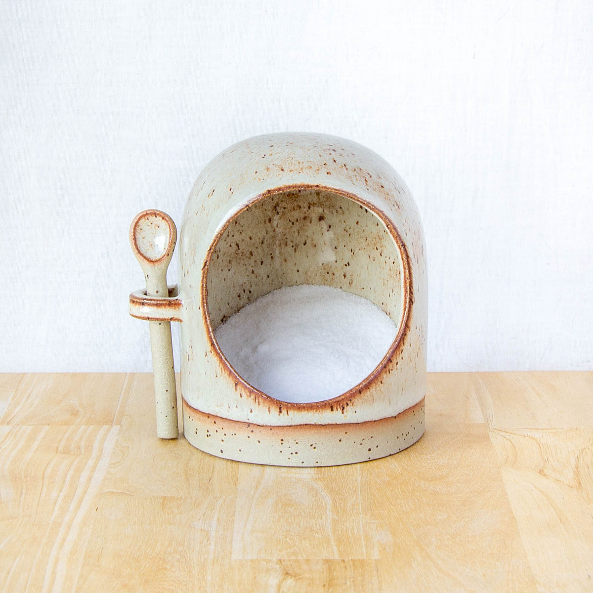 Salt Pig With Spoon Light Tussock