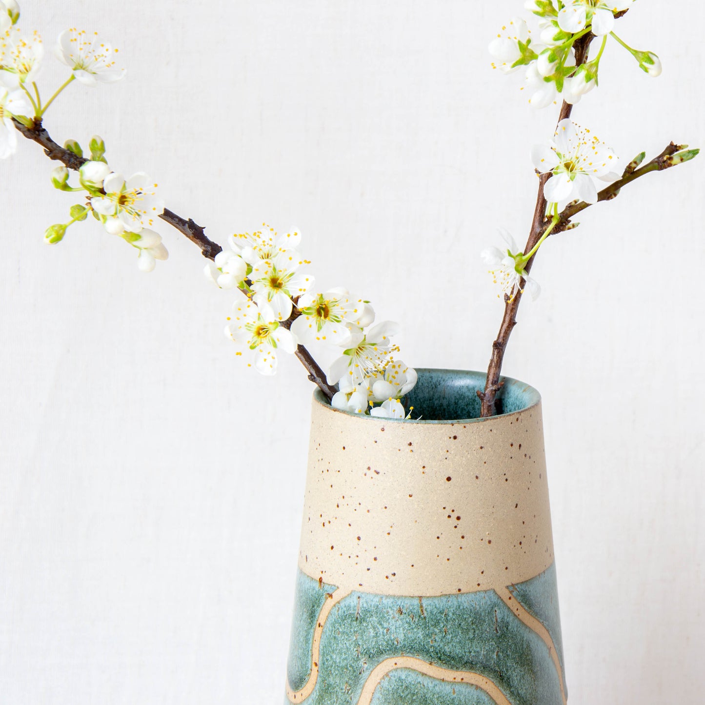 Handmade ceramic vase by land and line ceramics New Zealand made pottery topographic map inspired art