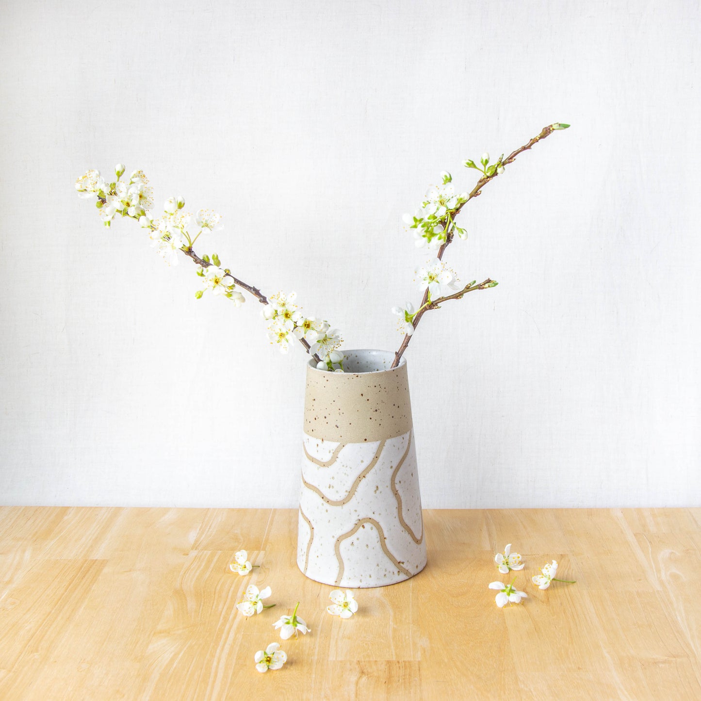 Handmade ceramic vase by land and line ceramics New Zealand made pottery topographic map inspired art