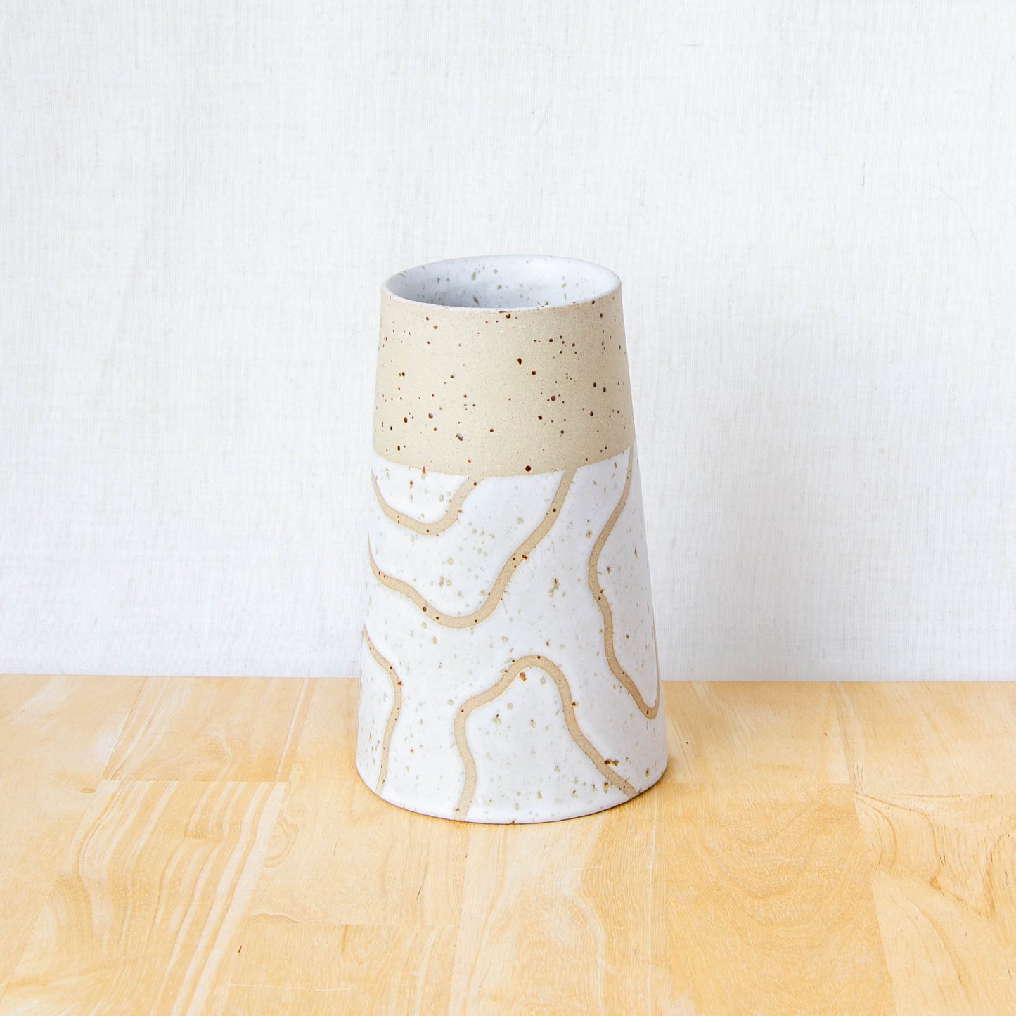 Handmade ceramic vase by land and line ceramics New Zealand made pottery topographic map inspired art