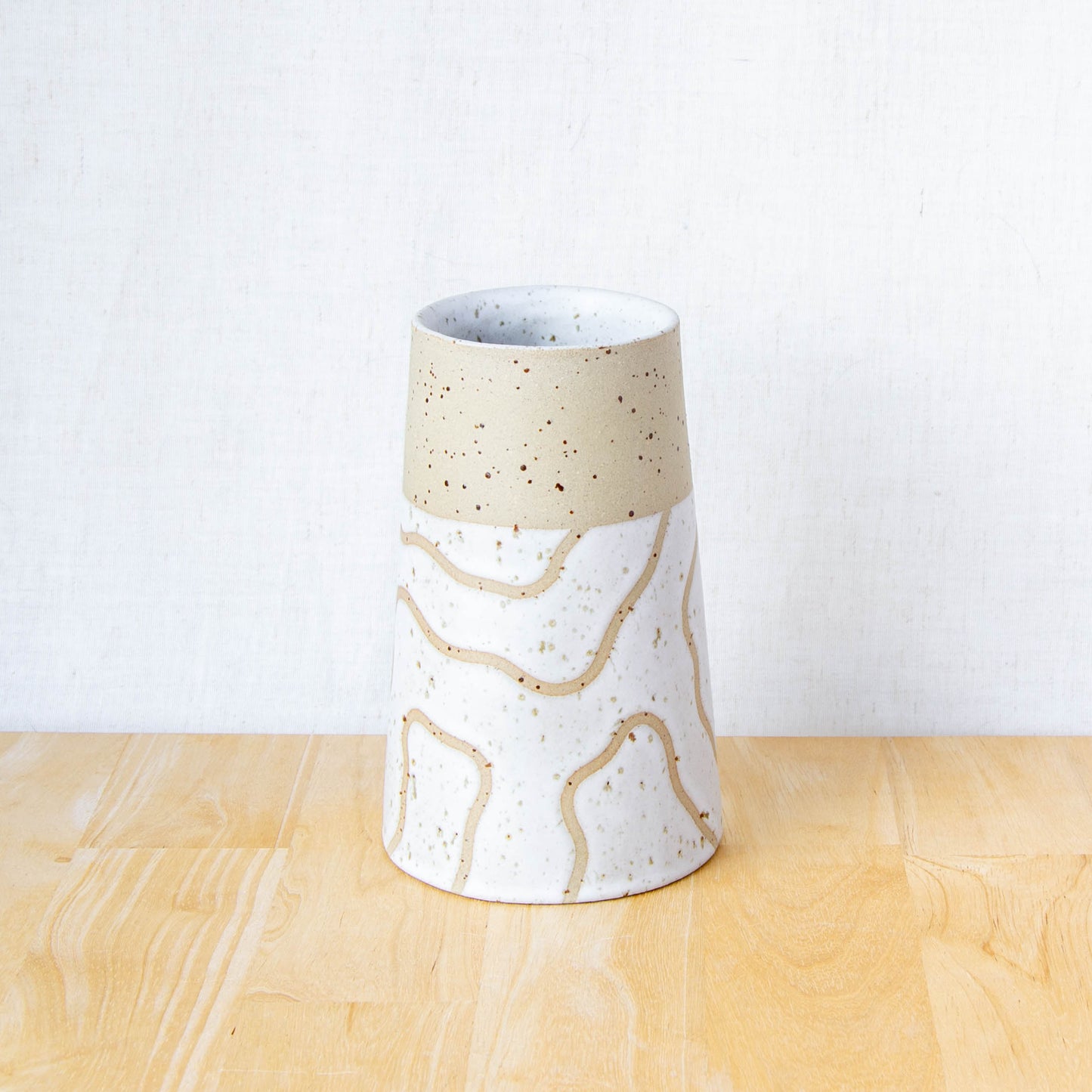 Handmade ceramic vase by land and line ceramics New Zealand made pottery topographic map inspired art
