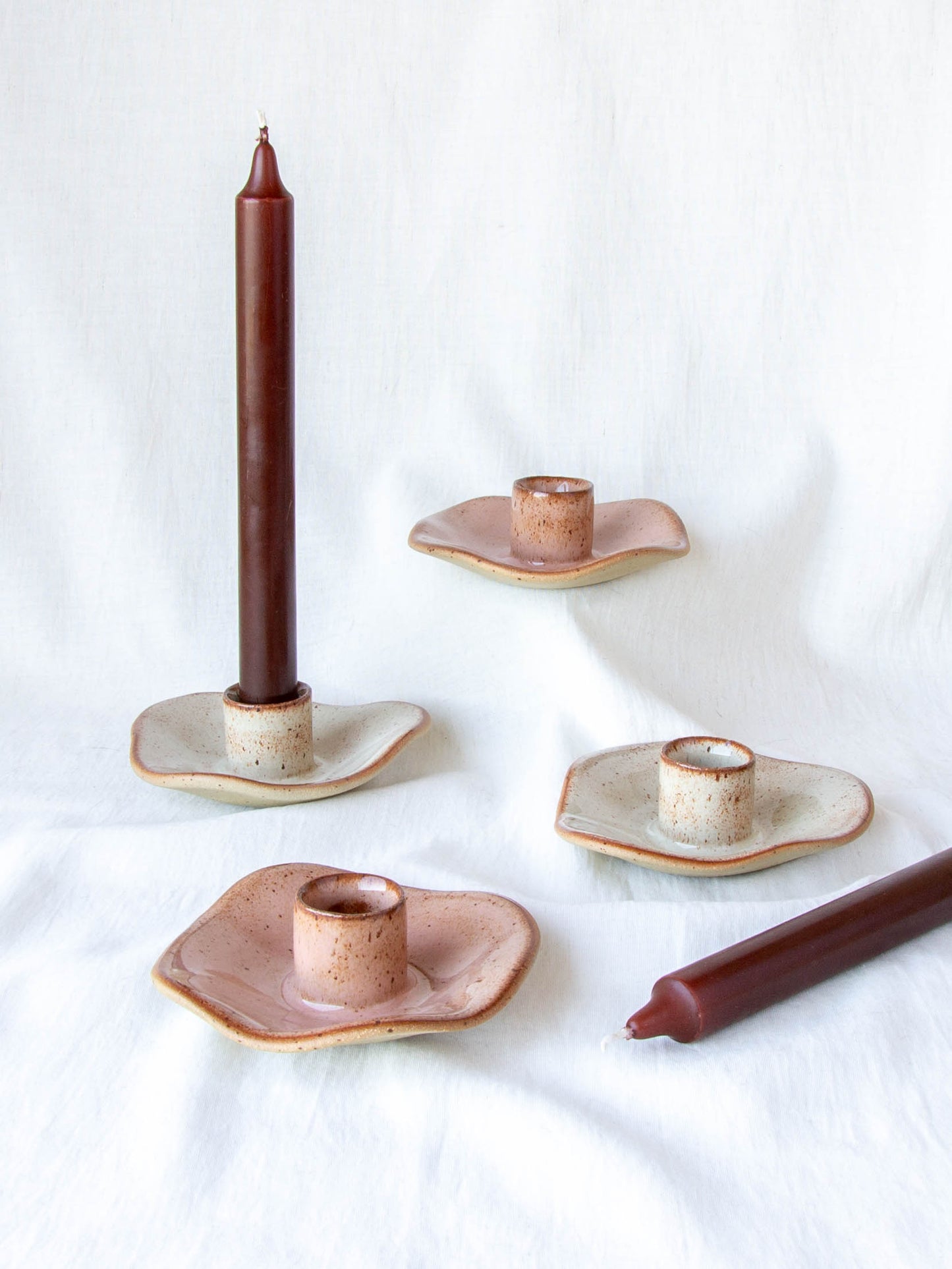 Organic Shaped Candle Holder Pair Blossom