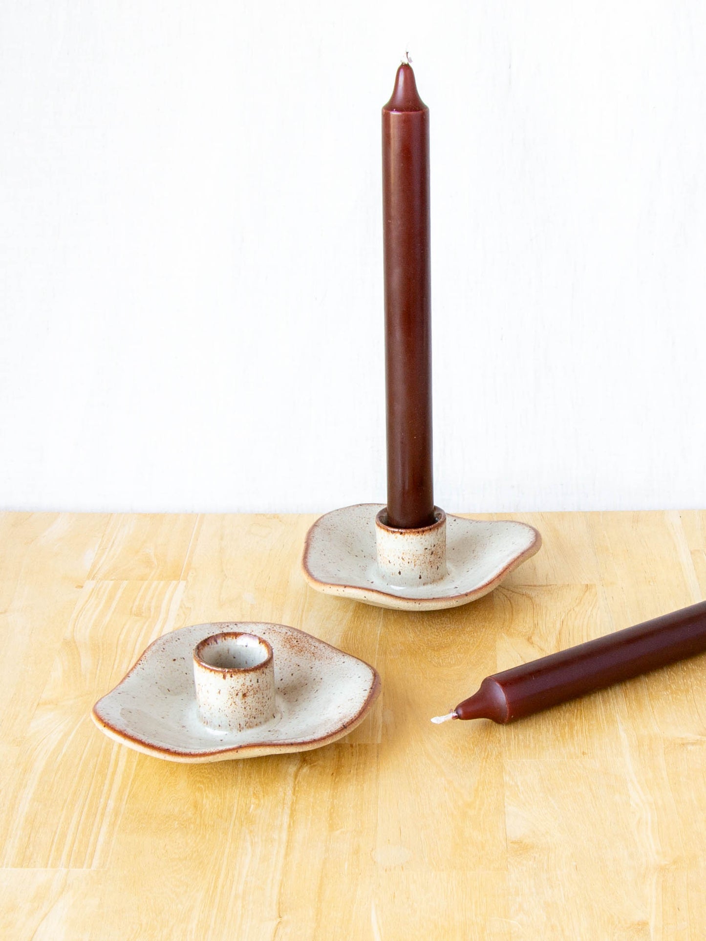 Organic Shaped Candle Holder Pair Light Tussock