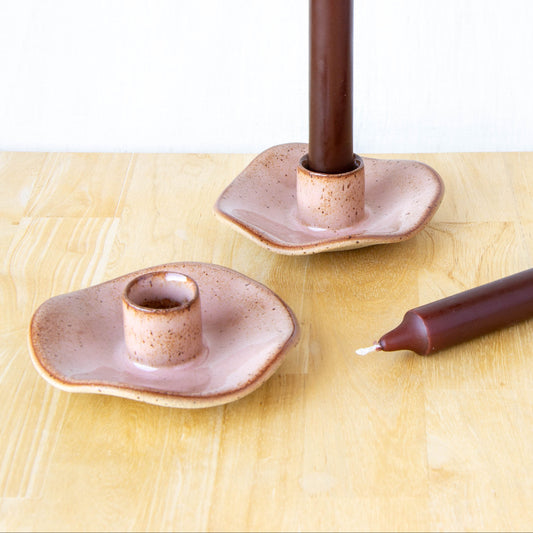 Organic Shaped Candle Holder Pair Blossom